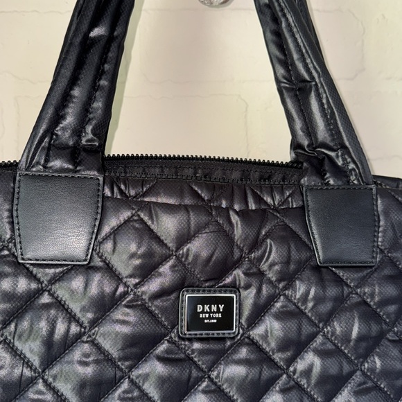 DKNY Black Quilted Tote with Glossy Finish - Picture 2 of 5